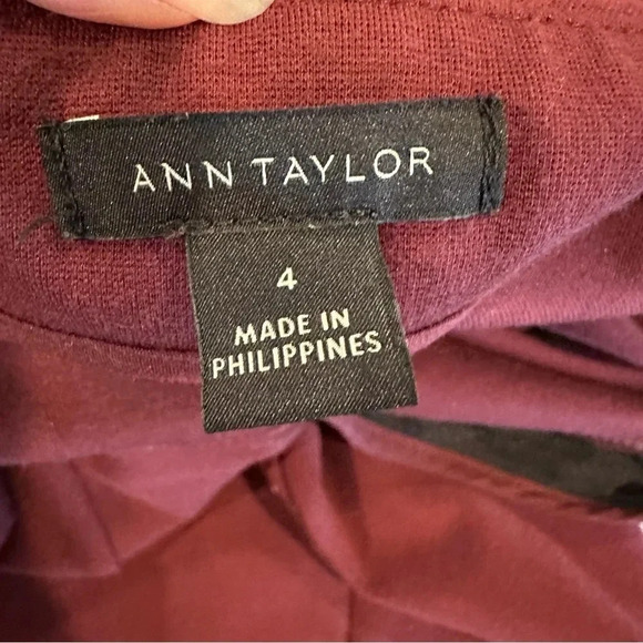 Ann Taylor Burgandy Half Sleeve Back Slit V-back Midi Dress Womens Size 4 - Picture 5 of 11